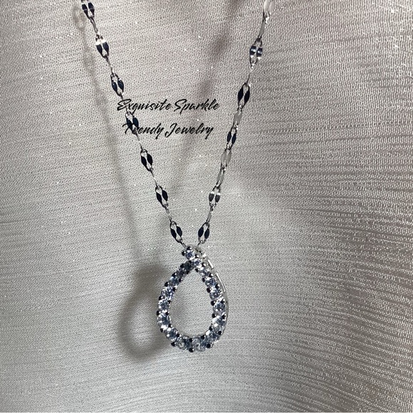 💋Sterling Silver  CZ Diamond Infinity Waterdrop Necklace - Picture 11 of 14